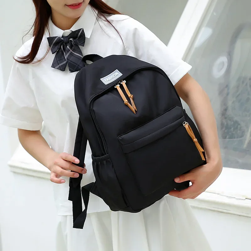 4pcs bagset High Quality Nylon Women Backpack Female Travel Bag Backpacks Schoolbag Teenage Girls Solid Color Women\'s Backpack
