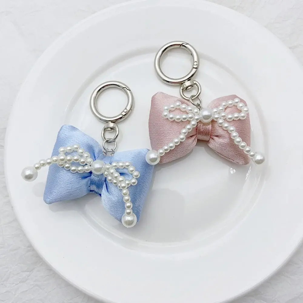 Balletcoce Pearl Bow Keychain Heart Keychains Keyring Bowknot Bag Pendant Jewelry Key Pendant Bow Phone Chains Couple