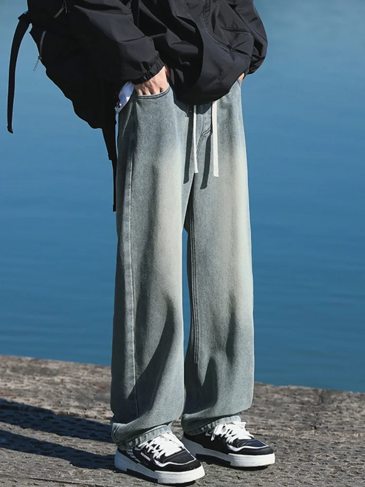 

Мужские винтажные джинсы Waed: свободные, прямые, удлиненные, в американском стиле, осенняя новинка, модель Bell Bot