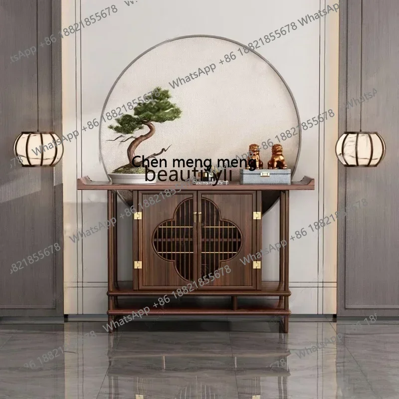 

xz1New Chinese solid wood porch cabinet retro zen light luxury dining side foyer cabinet serving table