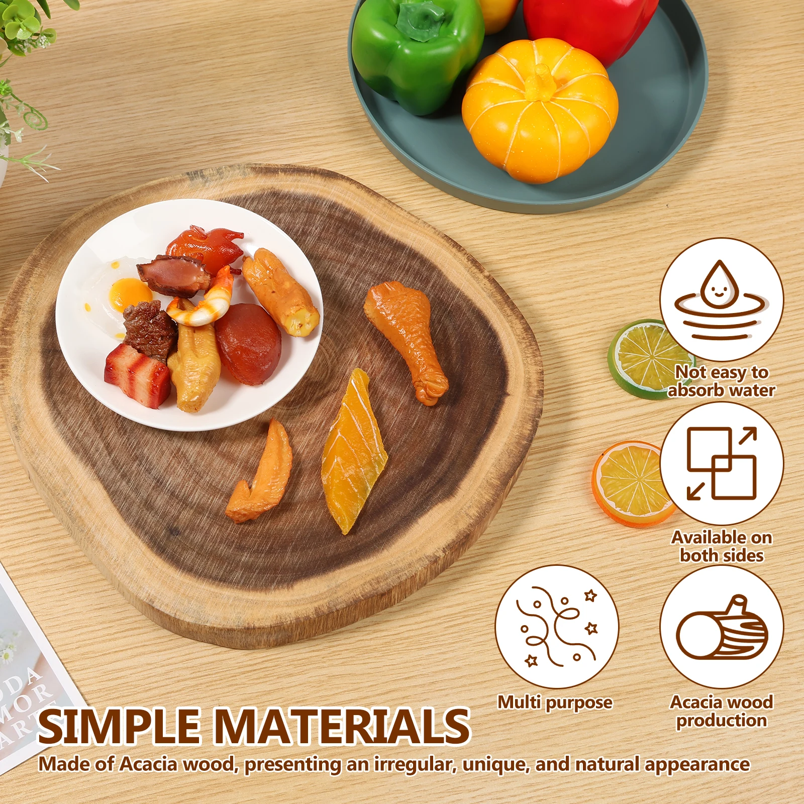 لوح تقطيع لوح تقطيع غير منتظم لوح تقطيع خشب السنط مزدوج الجوانب لوح تقطيع المطبخ متعدد الأغراض للتقطيع #3