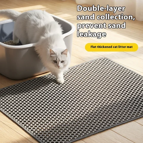 Cat Waterproof Non-Slip Mat Cat Litter Mat 2-Layer Design Premium Sand Trapping Technology Waterproof Base Non-Slip Pet Floor Protector for Indoor Kittens