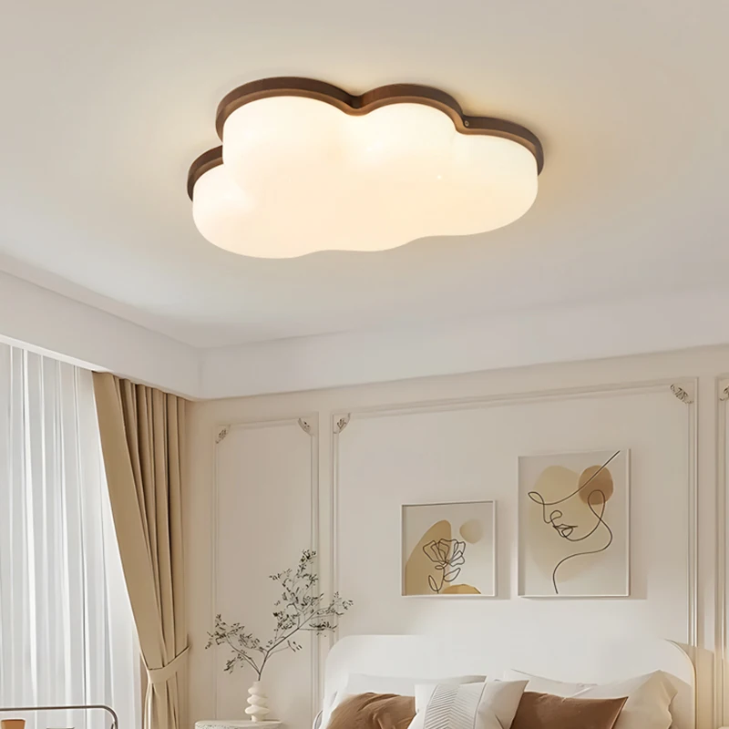 Nordic Cloud Ceiling Light for Children\'s Room Warm Eye Protection Bedroom Ceiling Lamp Study Room Cartoon Wooden Art Lamp