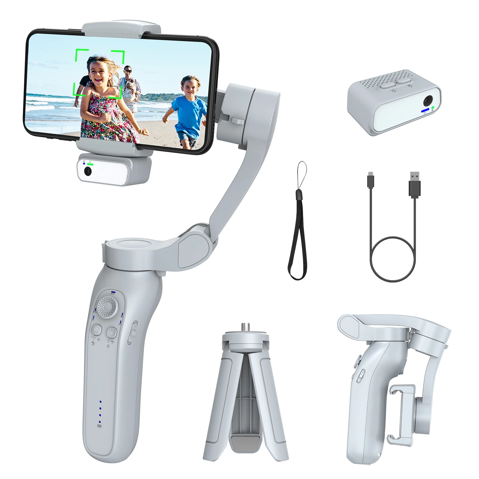 

Face Object Tracking Gimbal Stabilizer Mobile Phone Tripod Holder Anti-shake Light Emitting Diode