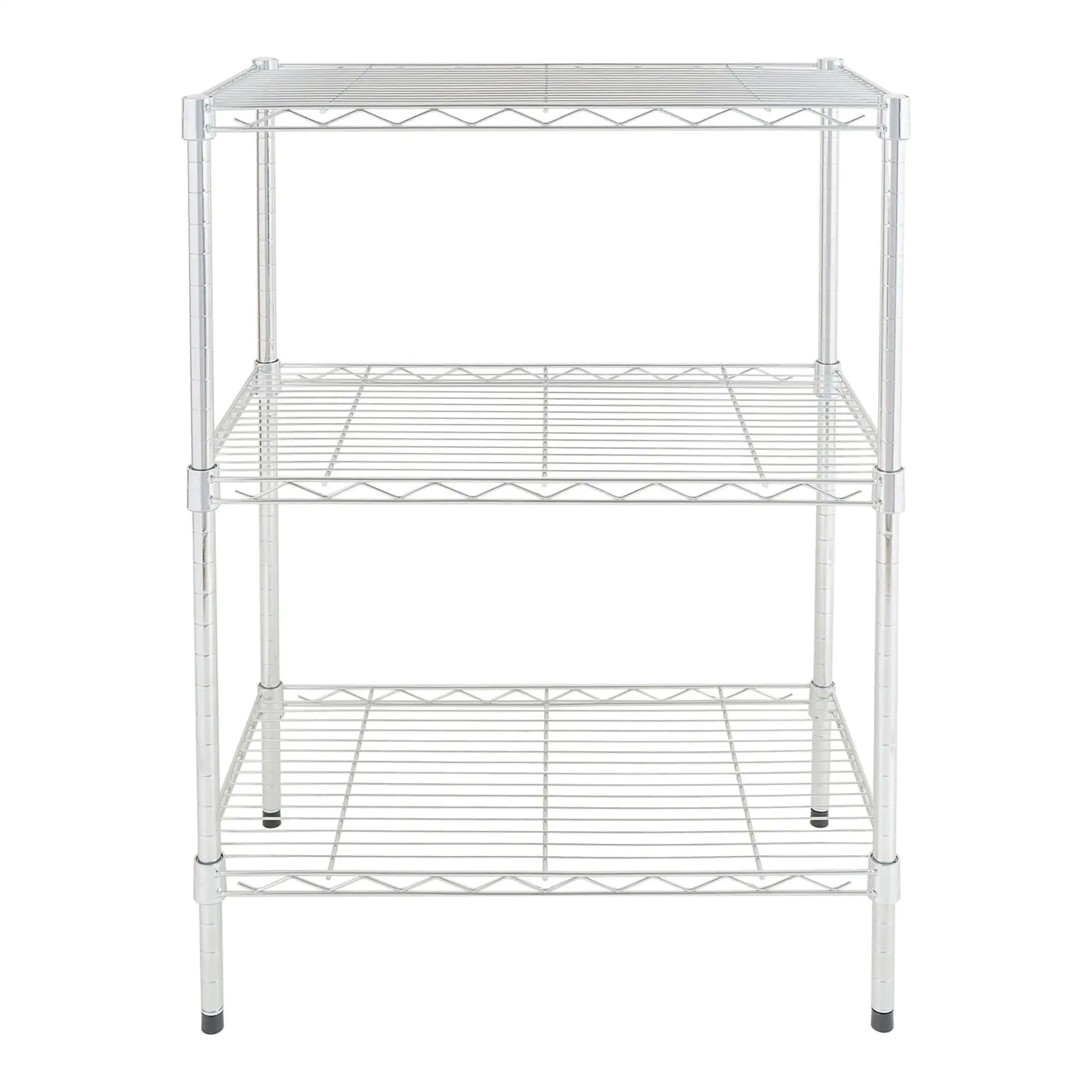 3 Tier Multipurpose Wire Shelving Rack Chrome Color 750lbs Load Capacity for Adult Durable Steel Construction