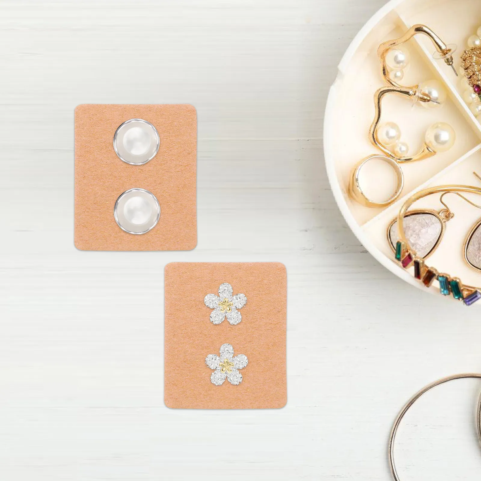 

200Pcs Kraft Paper Earring Cards Jewelry Display Holder Blank DIY Earring Packaging Organizer Ear Studs Storage Tags