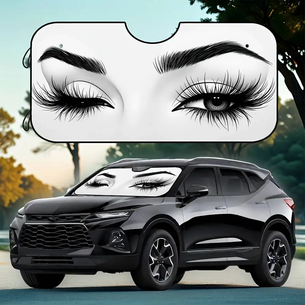 Sexy Blink Long Eyelady Lady Car Windshield Sunshade Foldable Sun Visor Heat Blocking Keep Car Cool
