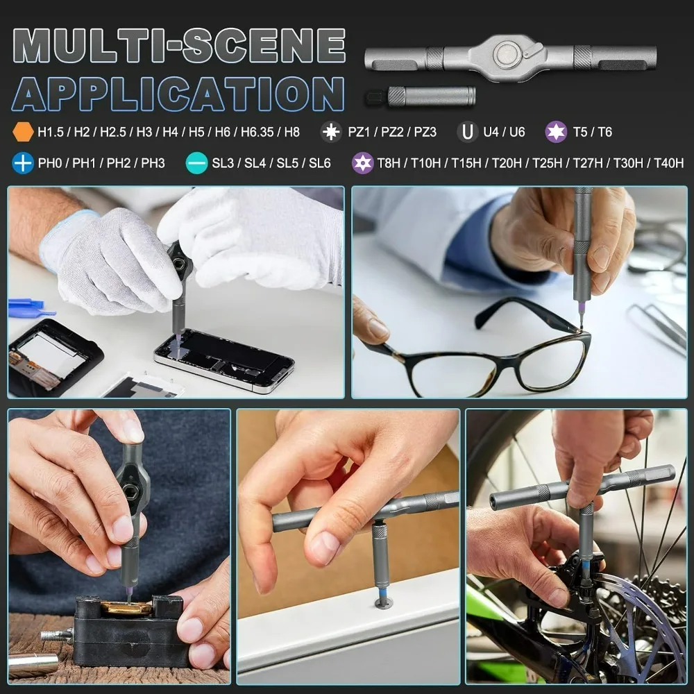 Magnetic Attraction Precision Ratchet Screwdriver Set 24in1 T-Handle High Torque Convertible Tool for Car Motorcycle DIY Repair