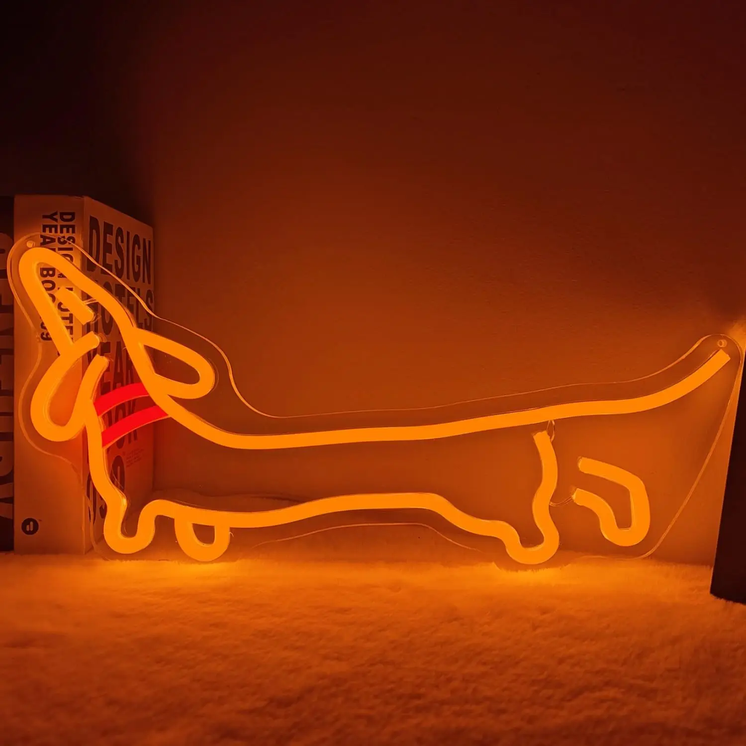 

Dachshund LED Neon Sign, USB powered with dimmer switch, suitable for pet-themed rooms, game rooms and party decorations