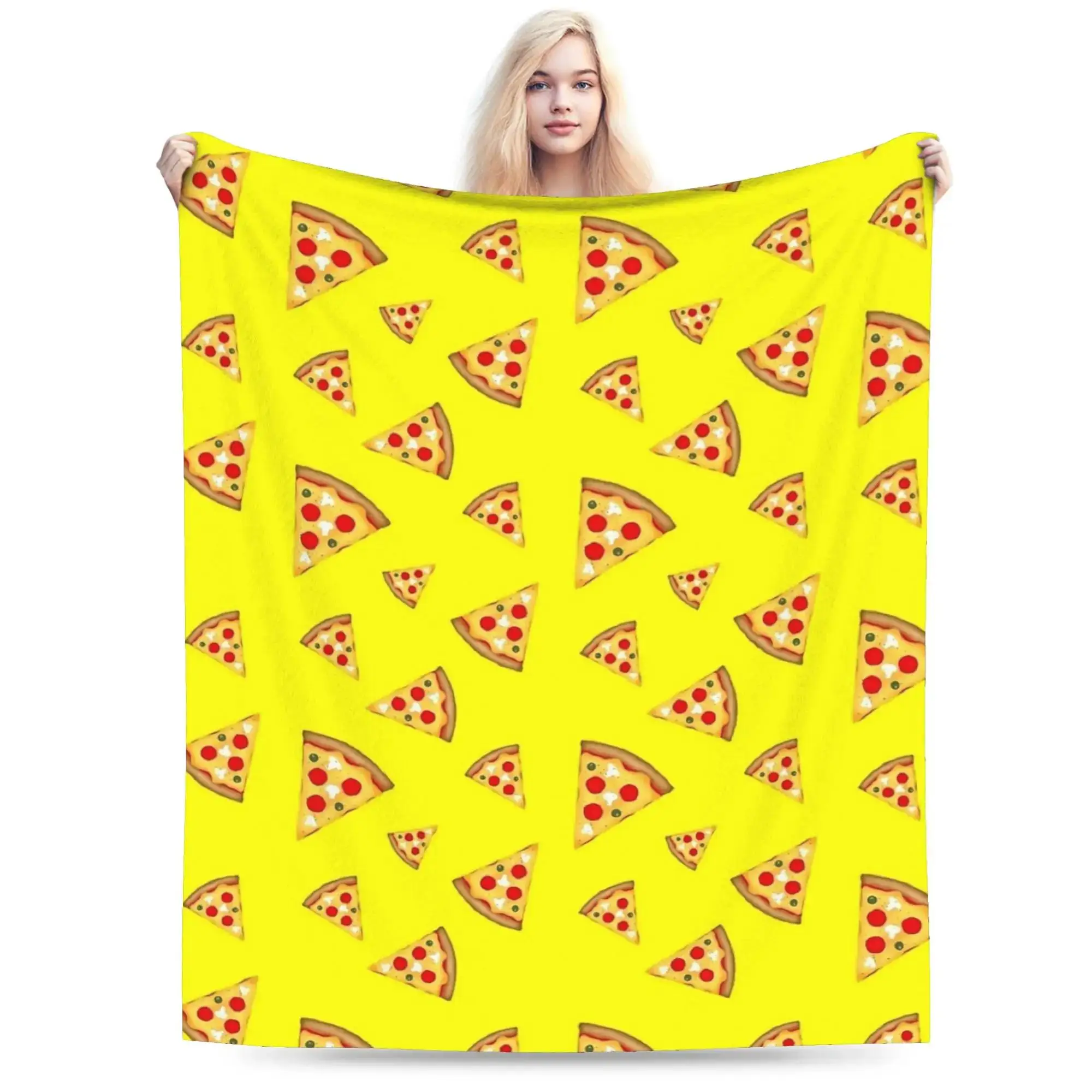 

Плюшевое одеяло с забавным узором в виде кусочков пиццы, очень теплое фланнелевое покрывало для взрослых, для дивана, кресла, кровати, забавное покрывало для любителей еды
