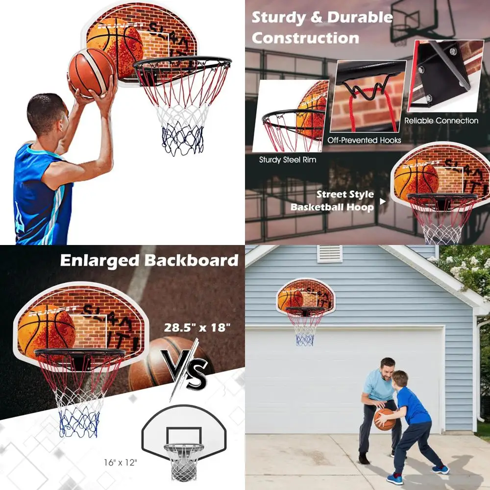 

portable wall-mounted basketball hoop - 29" x 20" backboard for indoor/outdoor play, ideal for adults and kids