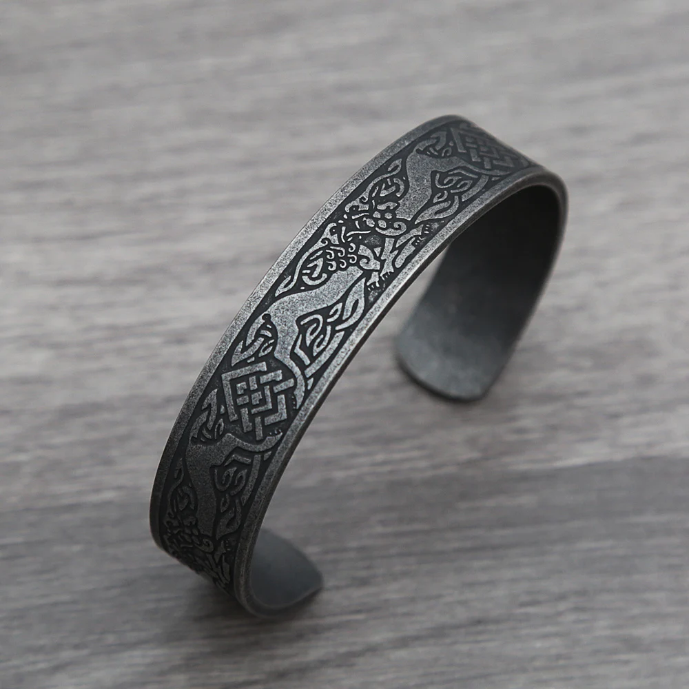 Black Stainless Steel Viking Rune Bracelets For Men Women Retro Viking Tree of Life Bracelet Biker Fashion Jewelry Amulet Gift image 3