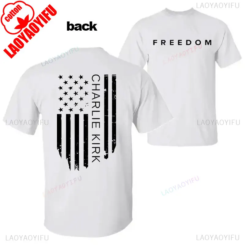 Charlie Kirk Freedom Shirt, Tribute Memorial American Hero Shirt Patriotic Activism Shirt  Harajuku Graphic T Shirts Streetwear image 5