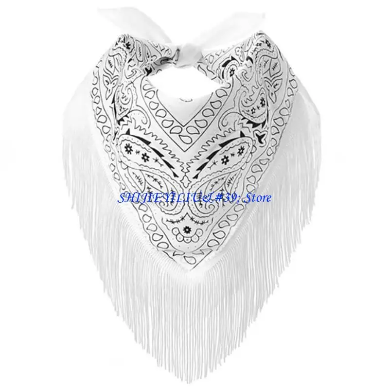 

E21F Women's Fun Scarf Fringed Bandana Gift Cowgirl for Music Parties and Carnivals