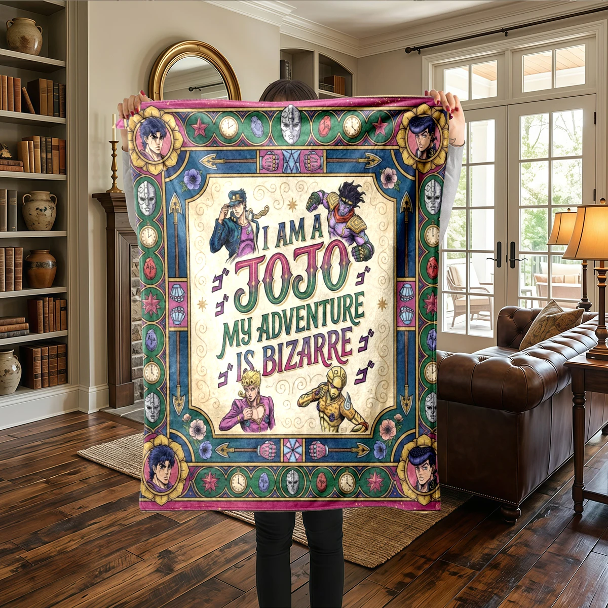 JoJos Bizarre Adventure Warm Flannel Blanket Printed Comfortable, For Bedrooms, Travel -HE33