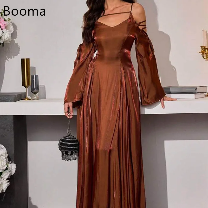 

Booma трапециевидные бретельки блестящие женские вечерние платья для выпускного вечера для женщин длинное простое элегантное вечернее платье по индивидуальному заказу 2025