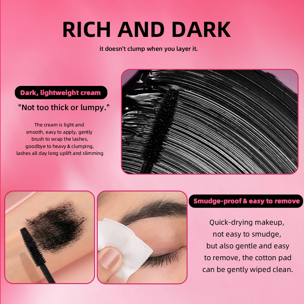 QIBEST 4D Mascara Waterproof Extra Volume Long -lasting Hyper-Curl allungamento ciglia ciglia senza sbavature Mascara nero