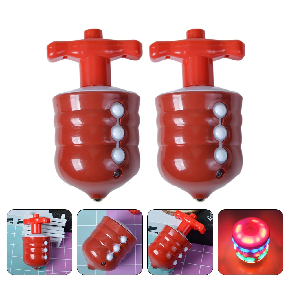 2 Pcs Spinning Top Portable Toys Gyro for Kid Flashing Plastic Electric Gyros Peg-tops