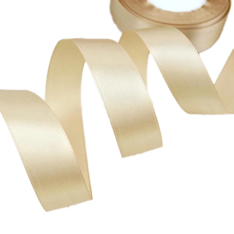 (25 yards/roll) Champagne Satin Ribbon Wholesale Gift Wrapping Christmas ribbons