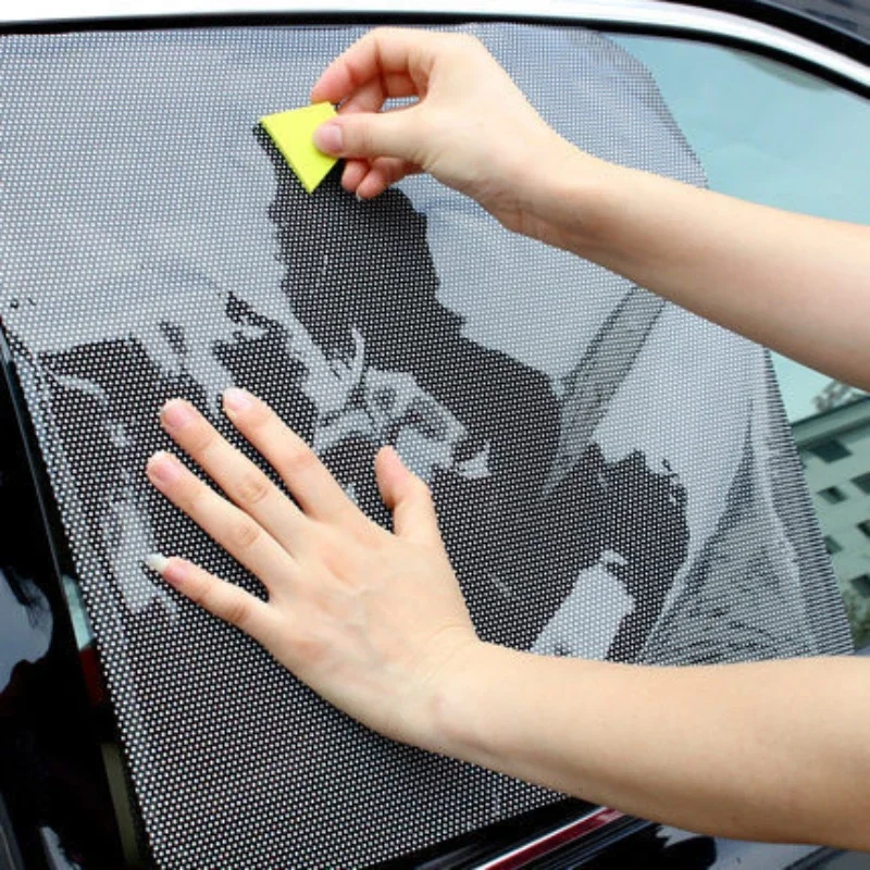 4/2Pcs 42x38cm DIY Car Sun Shades Sticker UV Protection Side Window Car Curtain Sunshade Protector Cover Auto Accessories