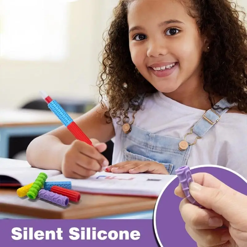 D5BBシリコンライティンググリップランダムスタイル手疲労救済ノンスリップサーフェステクスチャの人間工学科のオフィスに不可欠