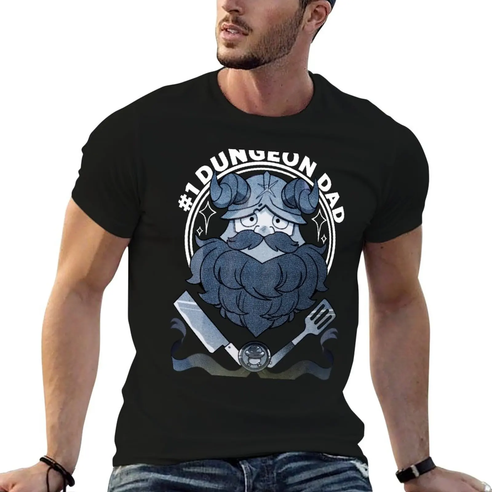 

Dungeon Meshi Senshi Dungeon Dad T-Shirt black cotton t-shirt plain for man package funny t shirts cotton T-Shirt