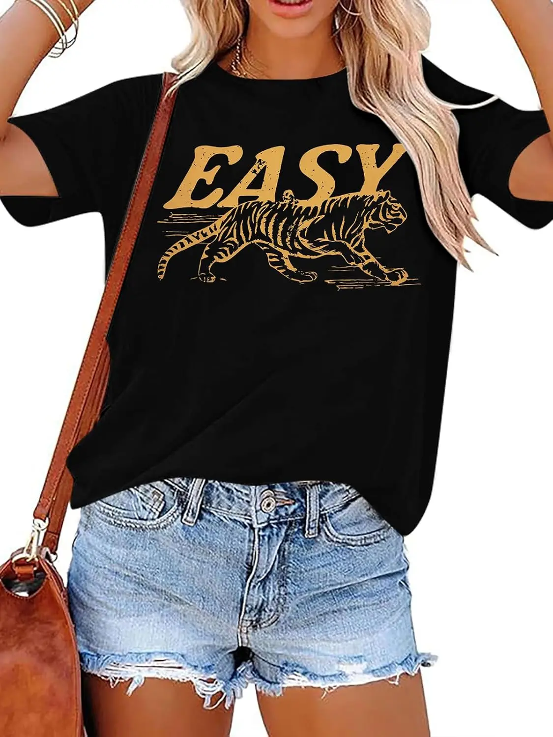 Tiger Shirt Women Vintage Animal Graphic T-Shirt Casual Short Sleeve Crewneck Tee Summer Loose Fit Tops