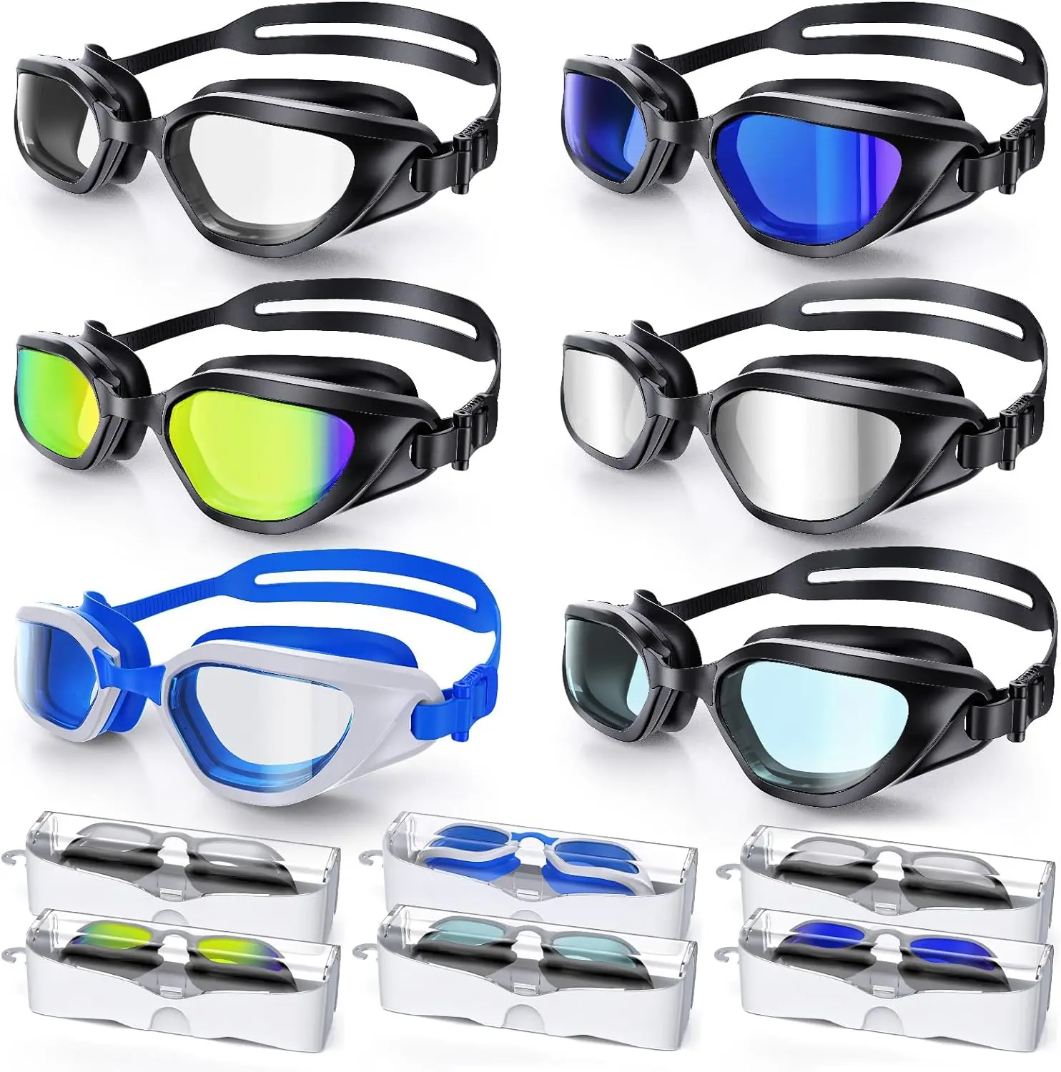 

Усовершенствованные очки для плавания с защитой от запотевания и УФ-излучения, без протечек, с широким обзором, для взрослых и подростков