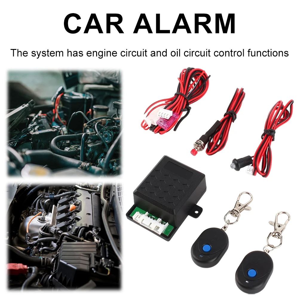 Car Anti Theft System Universal Automatic Lock Car Alarm System 12V Car Circuit Cut Off Device with 2 Remote Controller