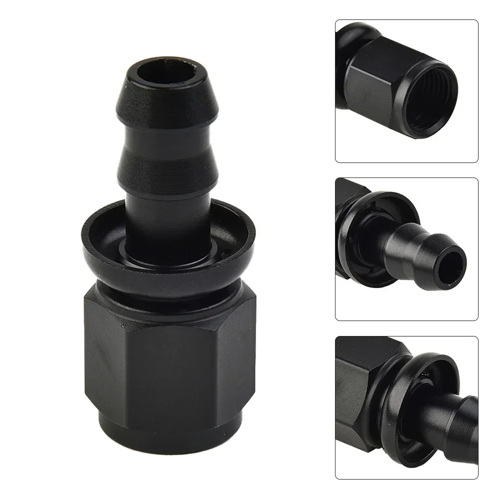 Black Adapter Swivel Fitting Replacement Push On 6AN AN6 Female To 3/8” Aluminum Alloy Barb Hose New Practical