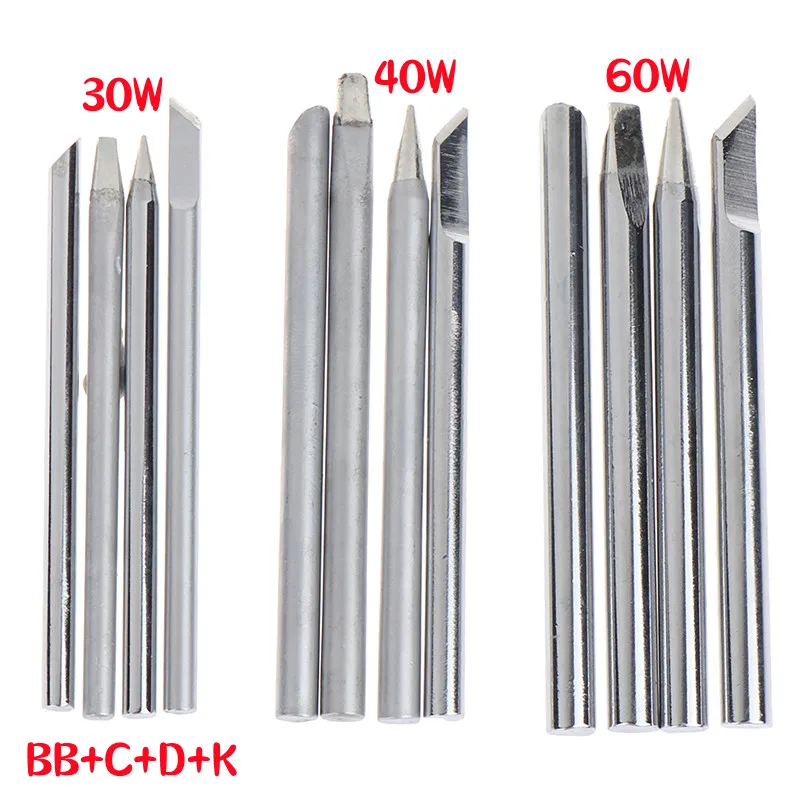 4pcs Soldering Iron Tip 30w 40w 60w For External Heat Soldering Irons Copper Head Replaceable Welding Tips