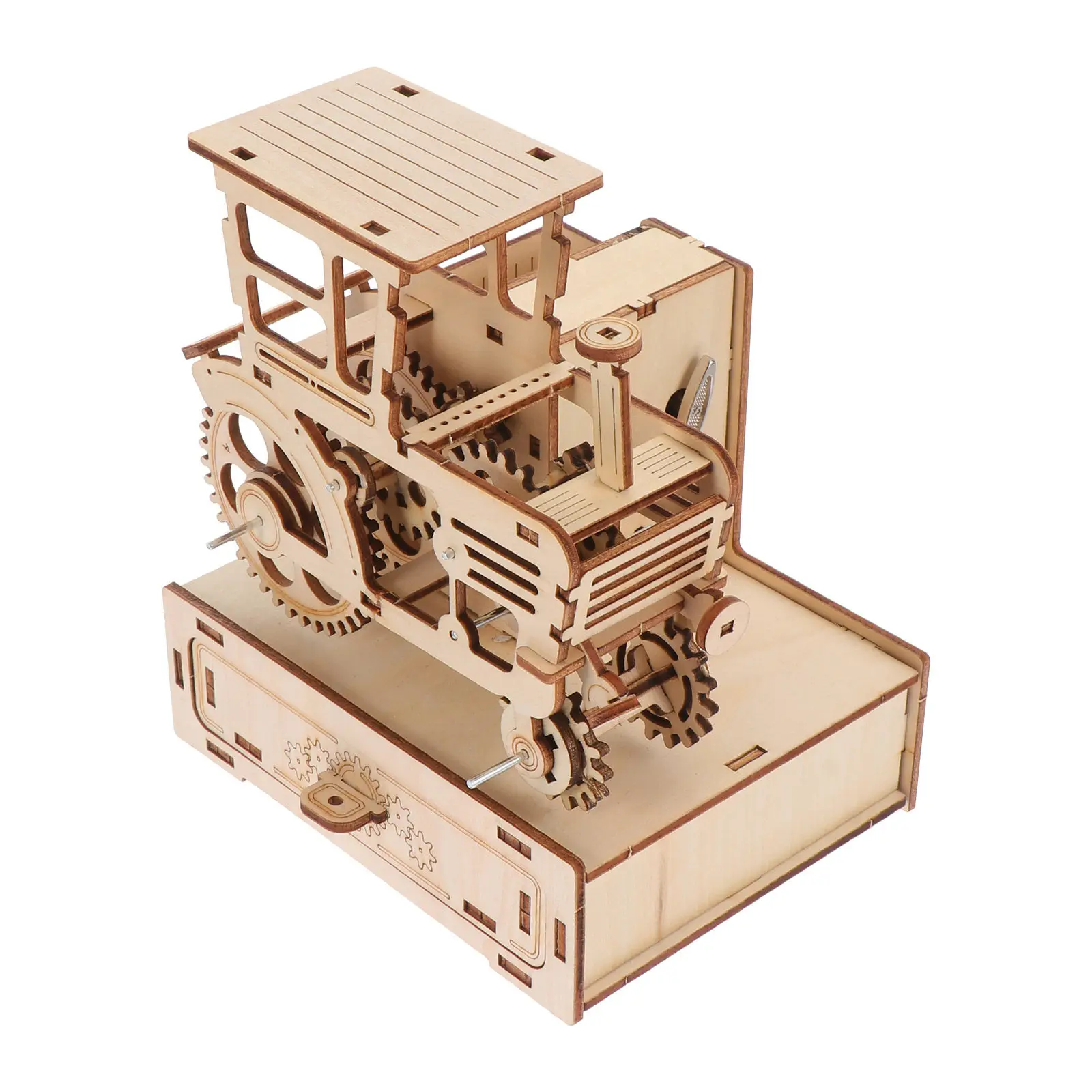 

1Set Wood Assembly 3D Harvester Puzzle DIY Musical Box Educational Jigsaw Game for Kids Teens Adults Family Fun Creativity