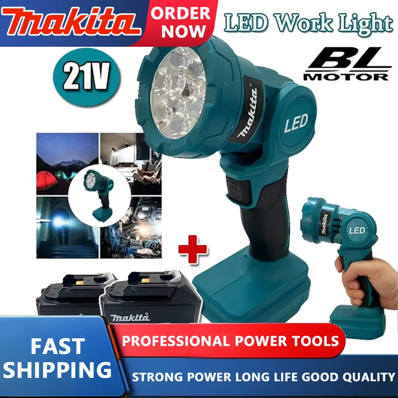 

Беспроводной светодиодный рабочий фонарь Makita, перезаряжаемый фонарик, электроинструменты для использования в помещении и на открытом воздухе, ночной прожектор, инструмент для батареи 18 В