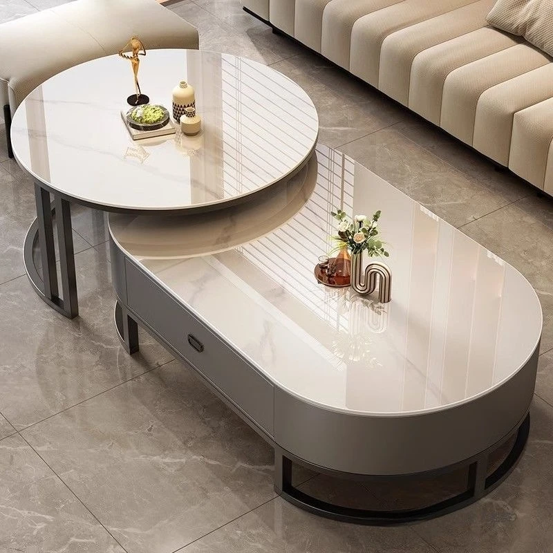 

Rock slab coffee table living room household light luxury modern simple small apartment coffee table