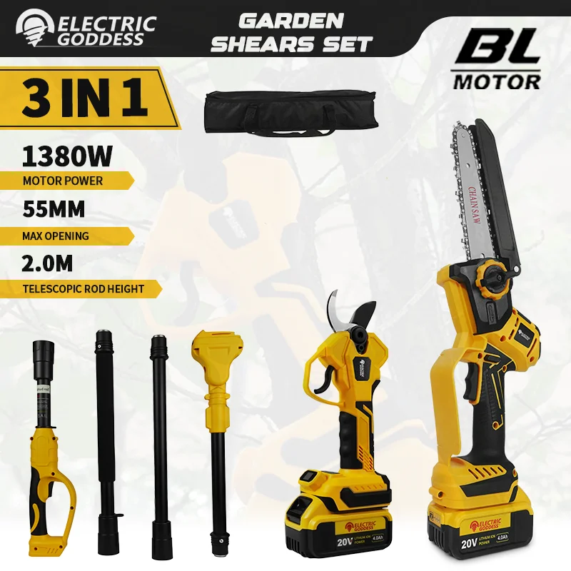 

6 Inch Brushless Telescoping Pole Electric Chainsaw High Branch Saw Garden Pruning Power Tool For Dewalt 20V Battery Pin