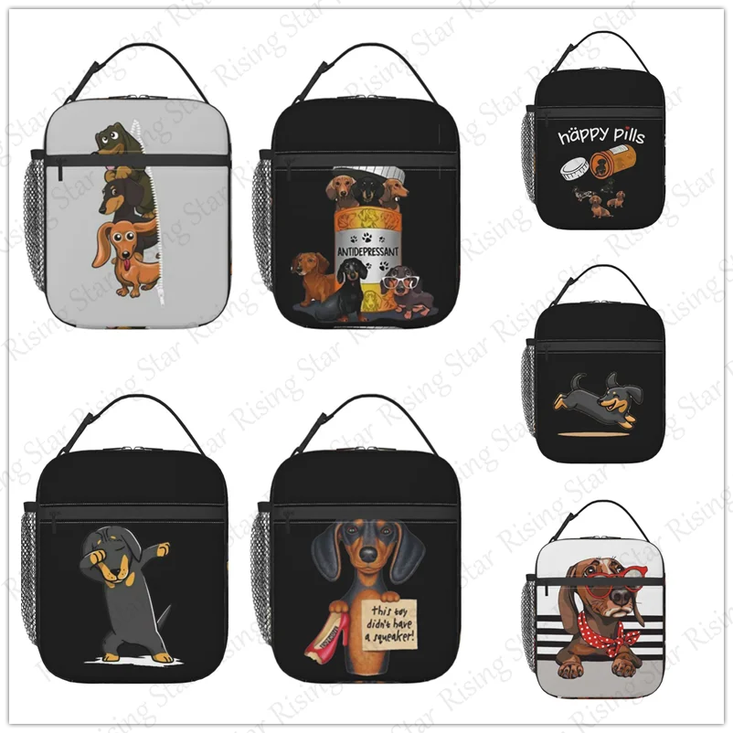 

Kawaii Dachshund cute dog Lunch Bag insulated bag waterproof Bento Bag Outdoor Ice Pack Travel Picnic Bags