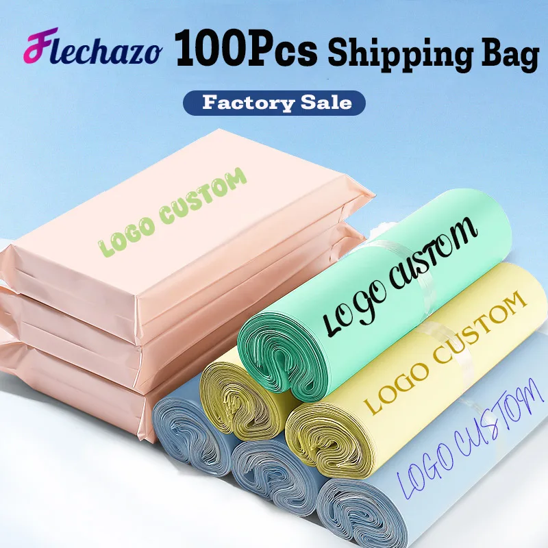 Express Bag 100Pcs Custom Poly Mailer With Logo Self Seal Plastic Shipping Bags Logo Personalized Packaging Bags For Business