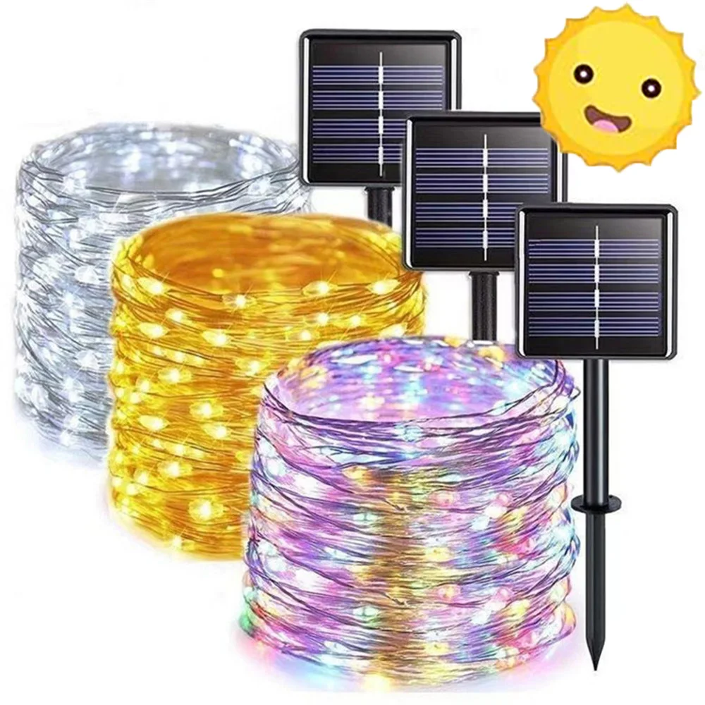 Runtowo LED Fairy String Lights, 8 Functions Outdoor Solar Power Light Garland ,Wedding Party Christmas Lamp For Tree Decor