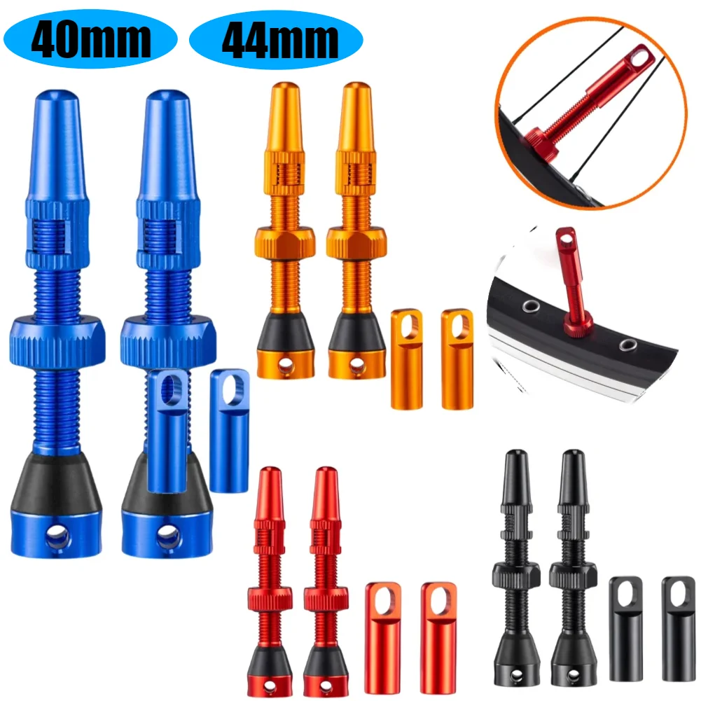 1 Pair Road Bike Presta Valve CNC Aluminum 40/44mm Bicycle Valve with Caps Road Bike Tubeless Tire Valve for Road Tubeless Tire