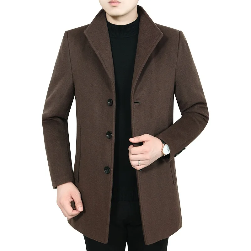 New Winter Men Fleece Wool Blends Cashmere Trench Coats Long Jackets Man Business Casual Overcoats Male Warm Long Coats Size 3XL