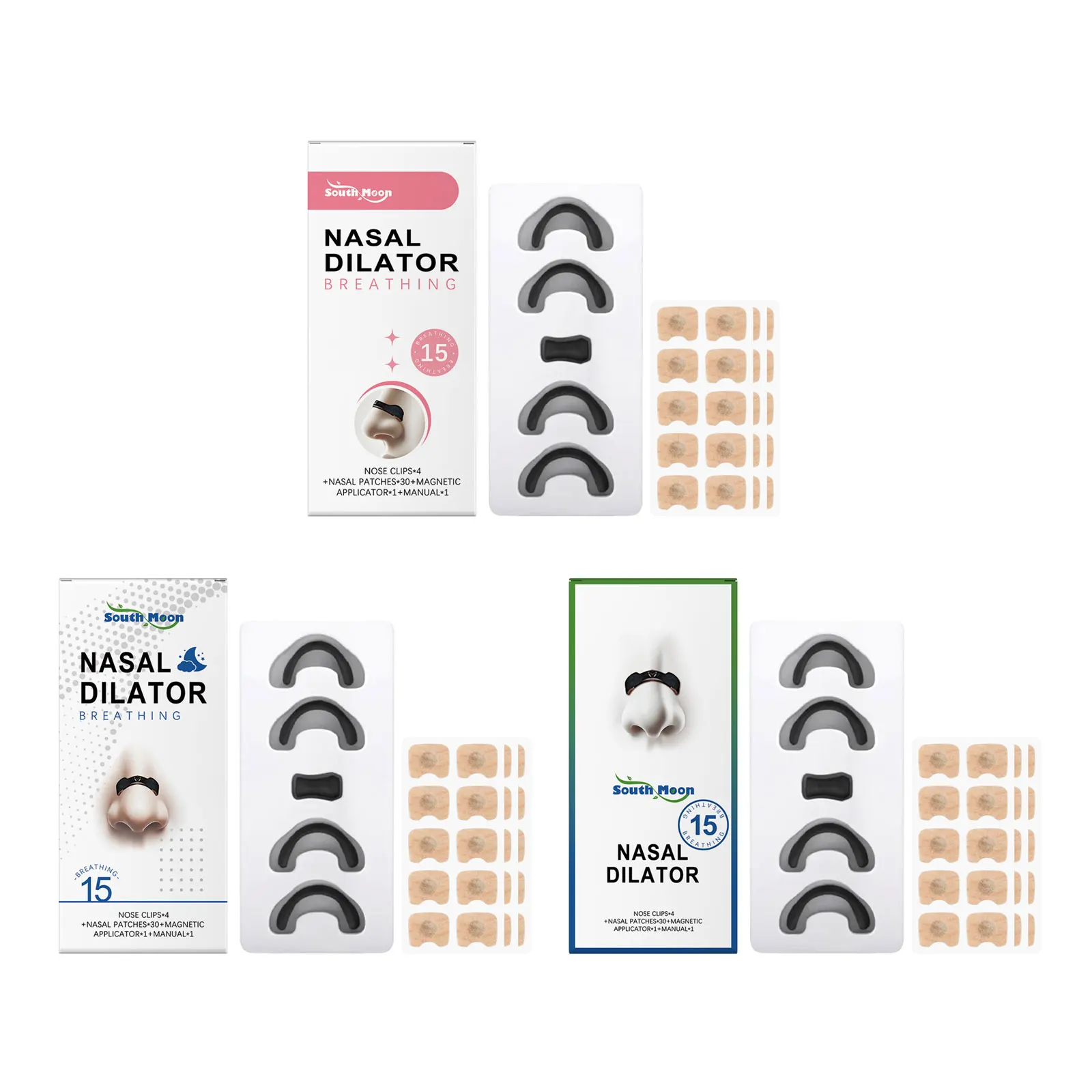 موسع الأنف المغناطيسي تخفيف احتقان الأنف تقليل الشخير تعزيز مدخل الأكسجين شرائط التنفس الأنف #2