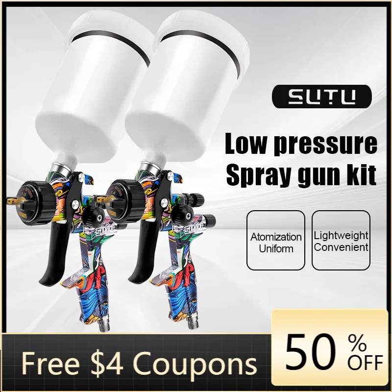 

The SUTU 5800 1.3 and 1.4 caliber spray gun set features high atomization for uniform and fine spraying