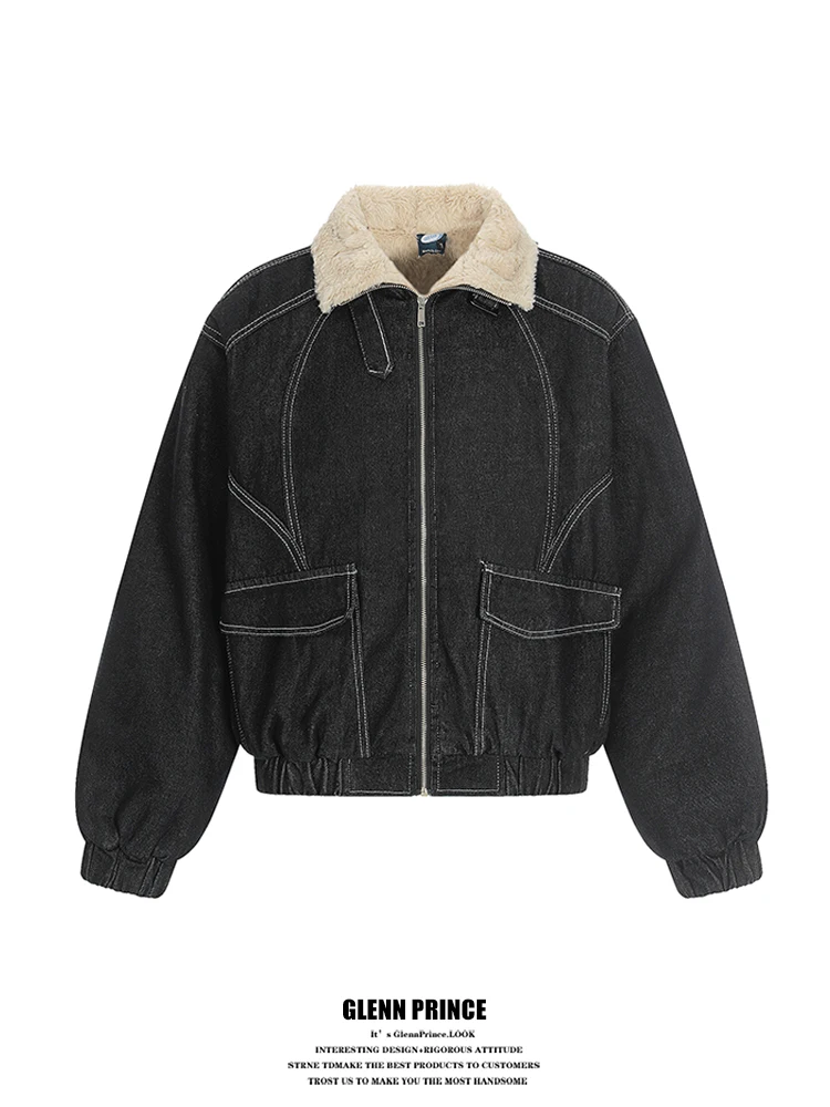 

Мужская зимняя куртка GPstudio из денима с подкладкой из овечьего меха, модная рабочая одежда, бренд Mountain Eagle, хлопок...