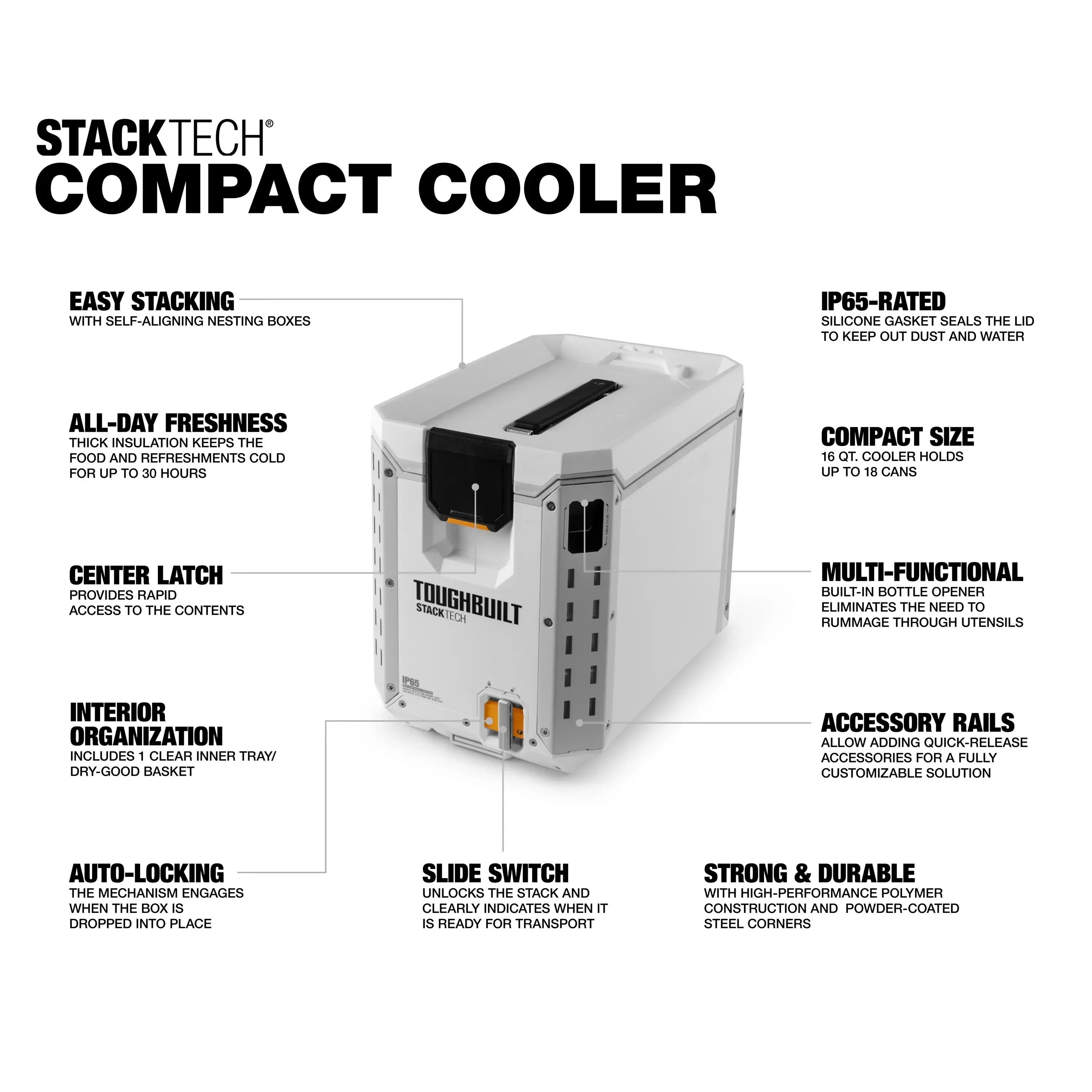 TOUGHBUILT TB-B1-C-60C STACKTECH Compact Insulated Chest Large-capacity Freshness Warm and Cold Outdoor Storage Box