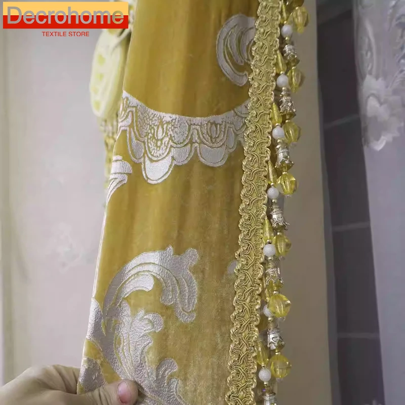 

High-grade Jacquard Palace European Embroidery Blackout Luxury Curtains for Living Room Bedroom High Villa Curtains Customize