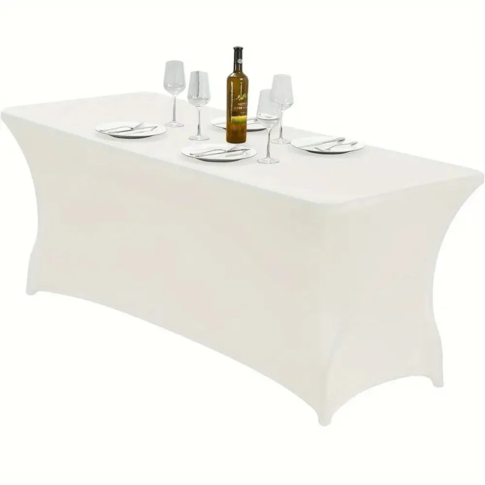 Black 4/6/8FT High Stretch Tablecloth Washable Universal Bed Cover Elastic Rectangular Table Cloth Outdoor Event