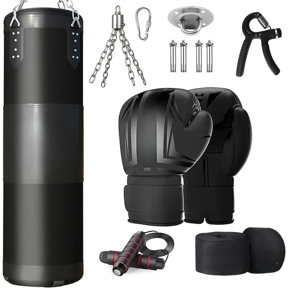 

Punching Bag for Adults, 4FT Oxford Heavy Boxing Bag Set, Punching Bag with 12OZ Boxing Gloves, Chains, Hand Wraps, Unfilled