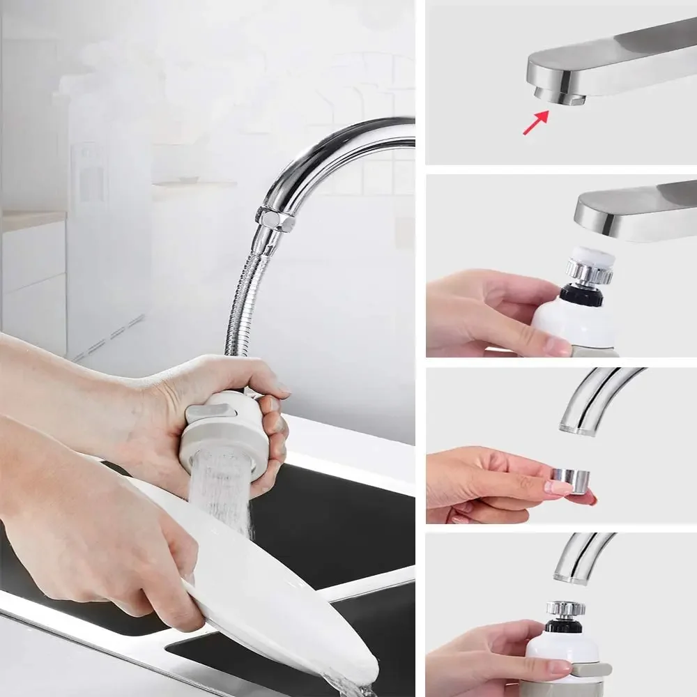 

3 Modes Kitchen Faucet Aerator Adjustable 360 Degree Swivel Sprayer Filter Diffuser Water Saving Nozzle Faucet Connector New
