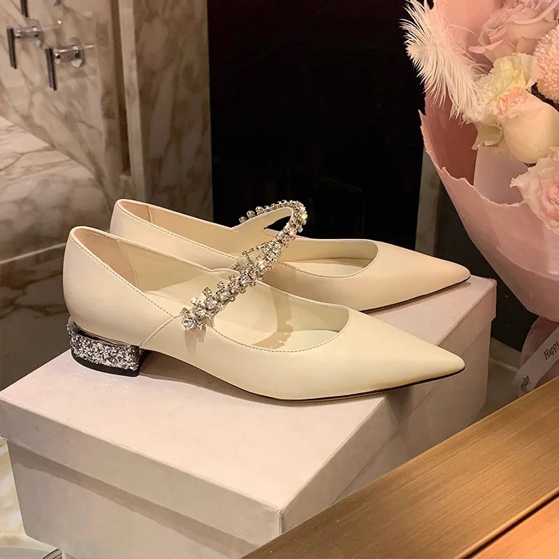 

Women's Commuter Soft Surface Pointed Toe Mary Jane Shoes New Style Low Heel Chunky Heel Fashion Single Shoes Synthetic Inner...