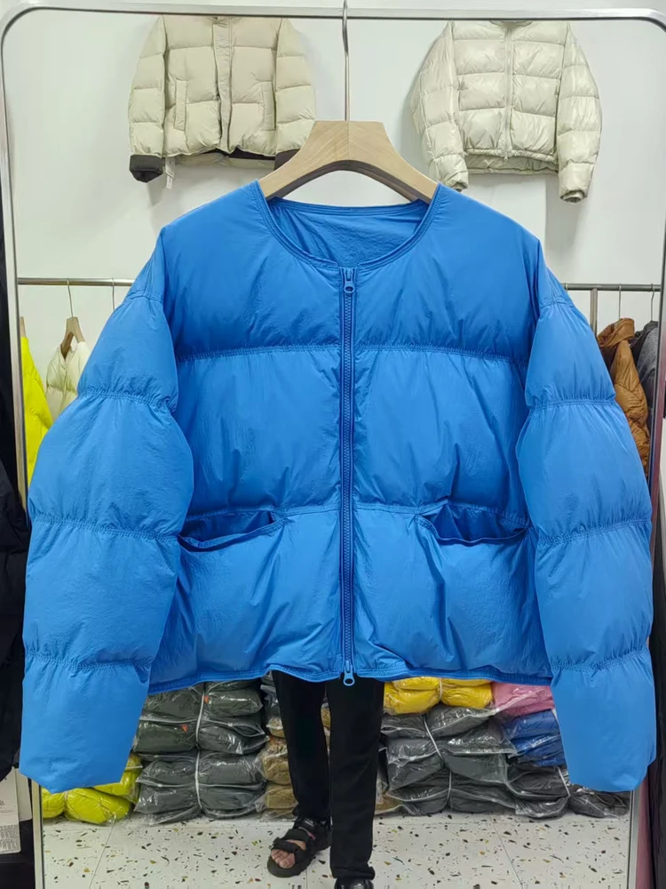 2025 inverno novo estilo coreano moda para baixo jaqueta feminina cor doce estilo curto solto versátil casual em torno do pescoço casaco